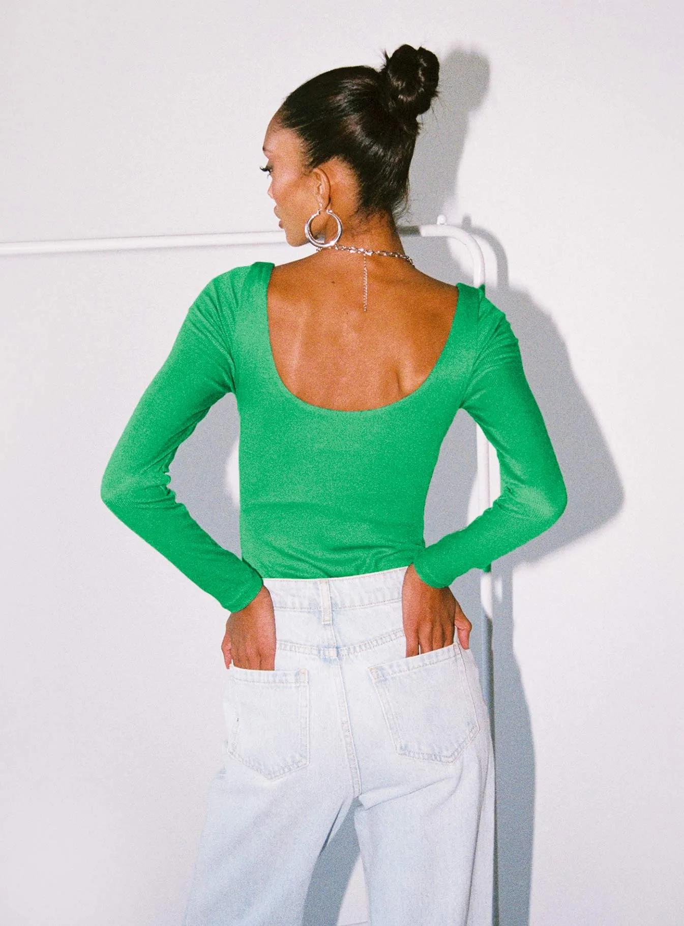Crosby Long Sleeve Bodysuit Green ladies bodysuit