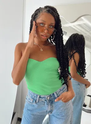 Aston Strapless Bodysuit Green minimalist bodysuit knit bodysuit