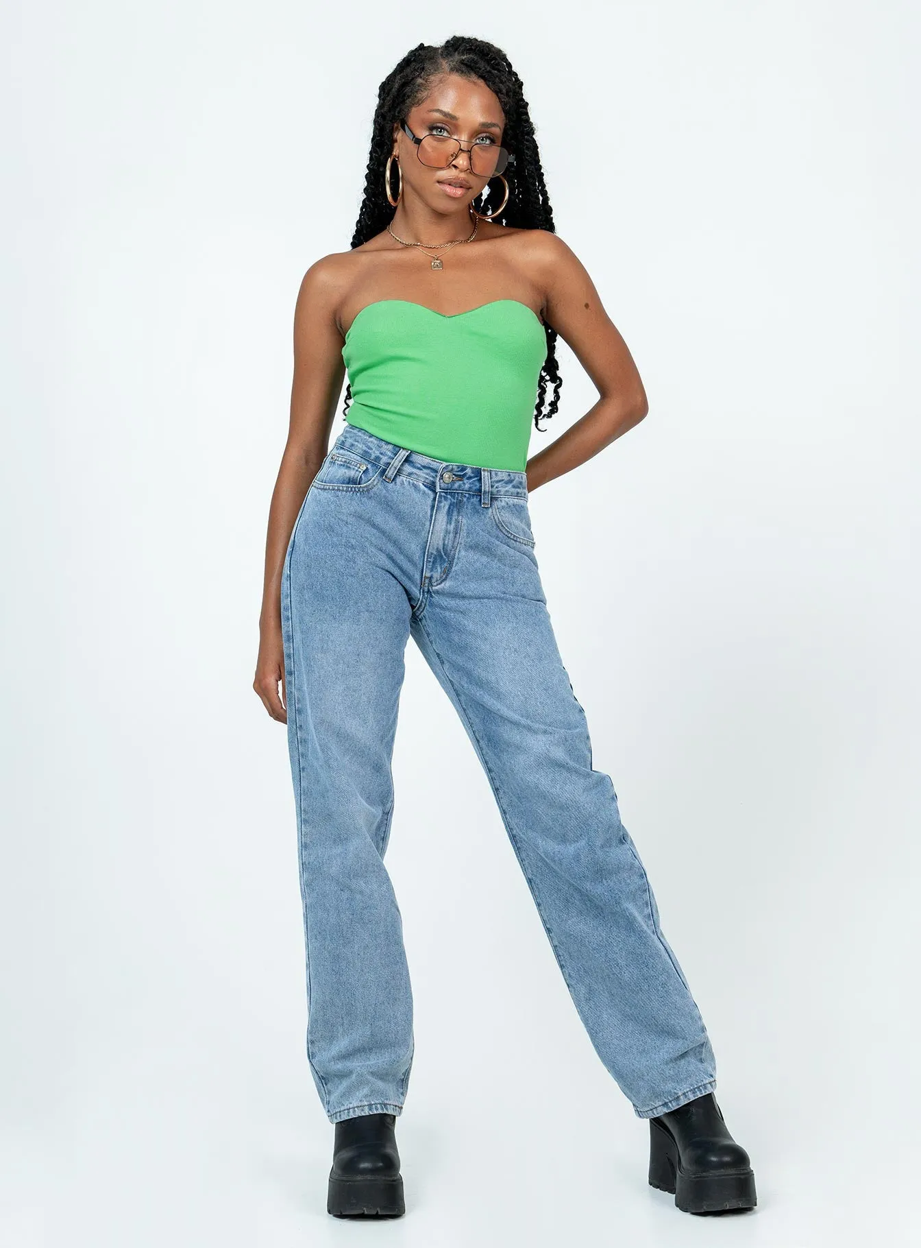 Aston Strapless Bodysuit Green leather bodysuit bodysuit with skirt