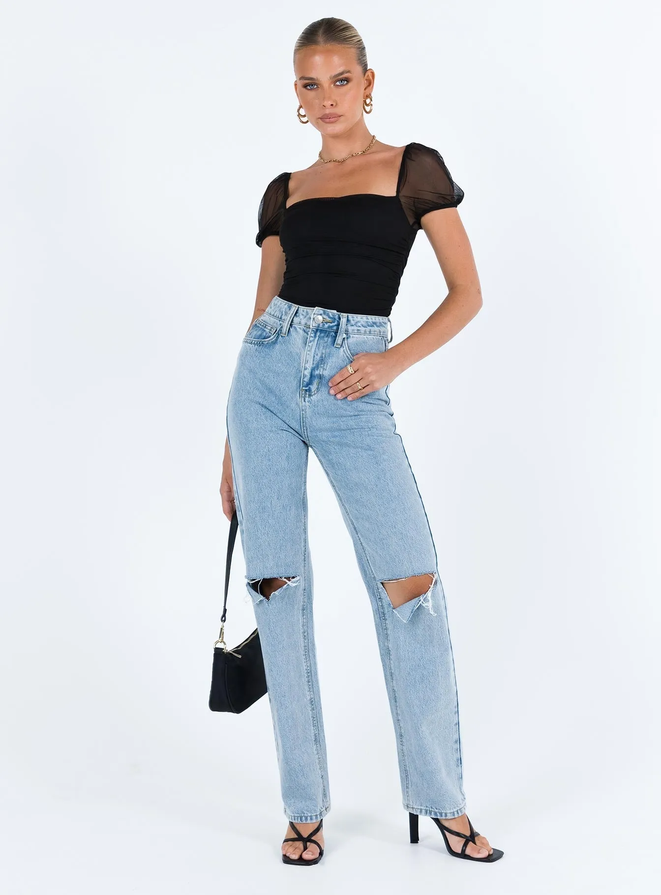 asymmetrical bodysuit long torso bodysuit Dostan Bodysuit Black