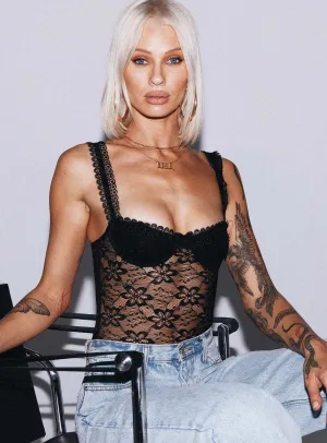 wardrobe essential bodysuit Garano Lace Bodysuit Black