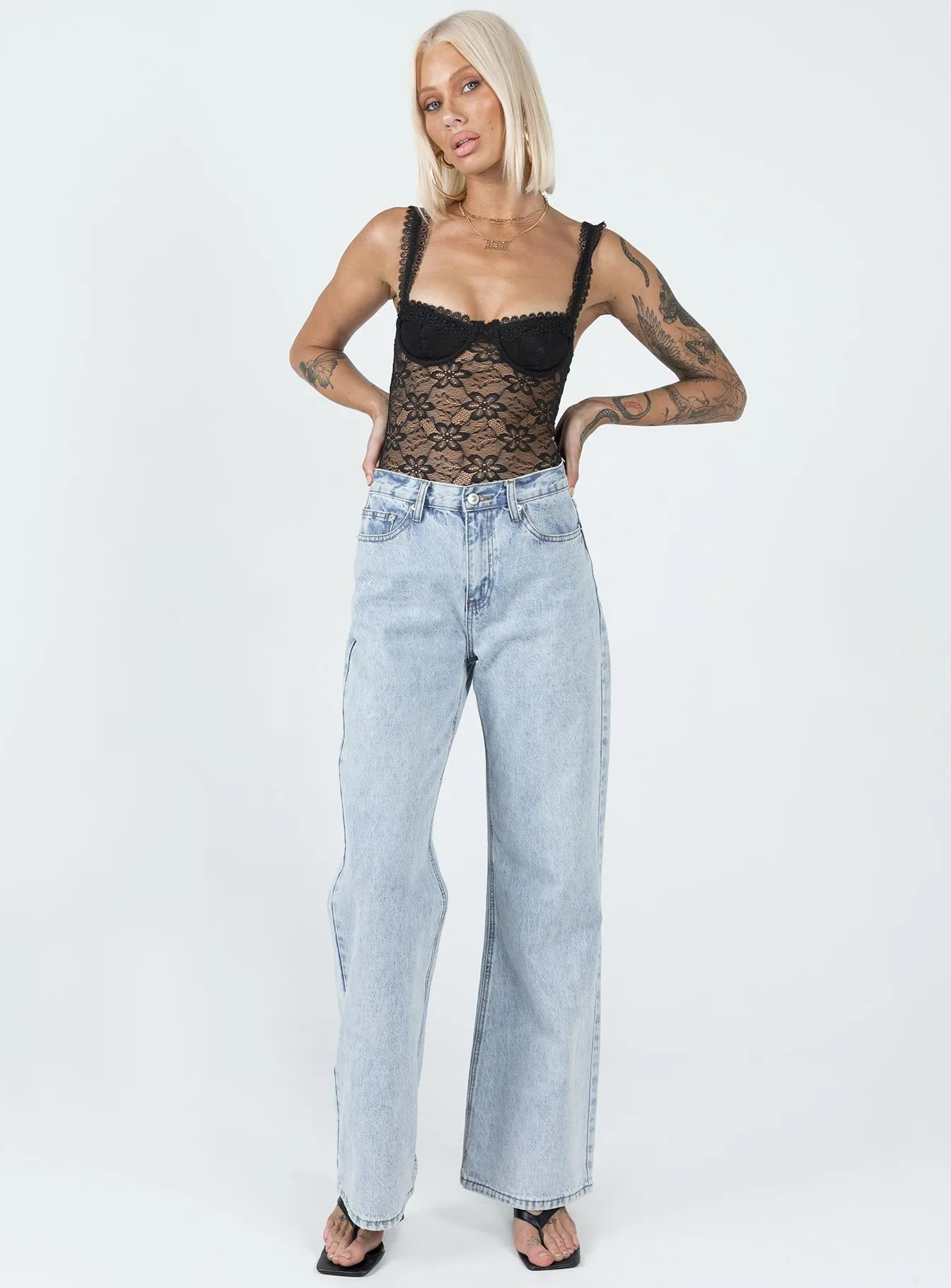 Garano Lace Bodysuit Black at home bodysuit runway bodysuit