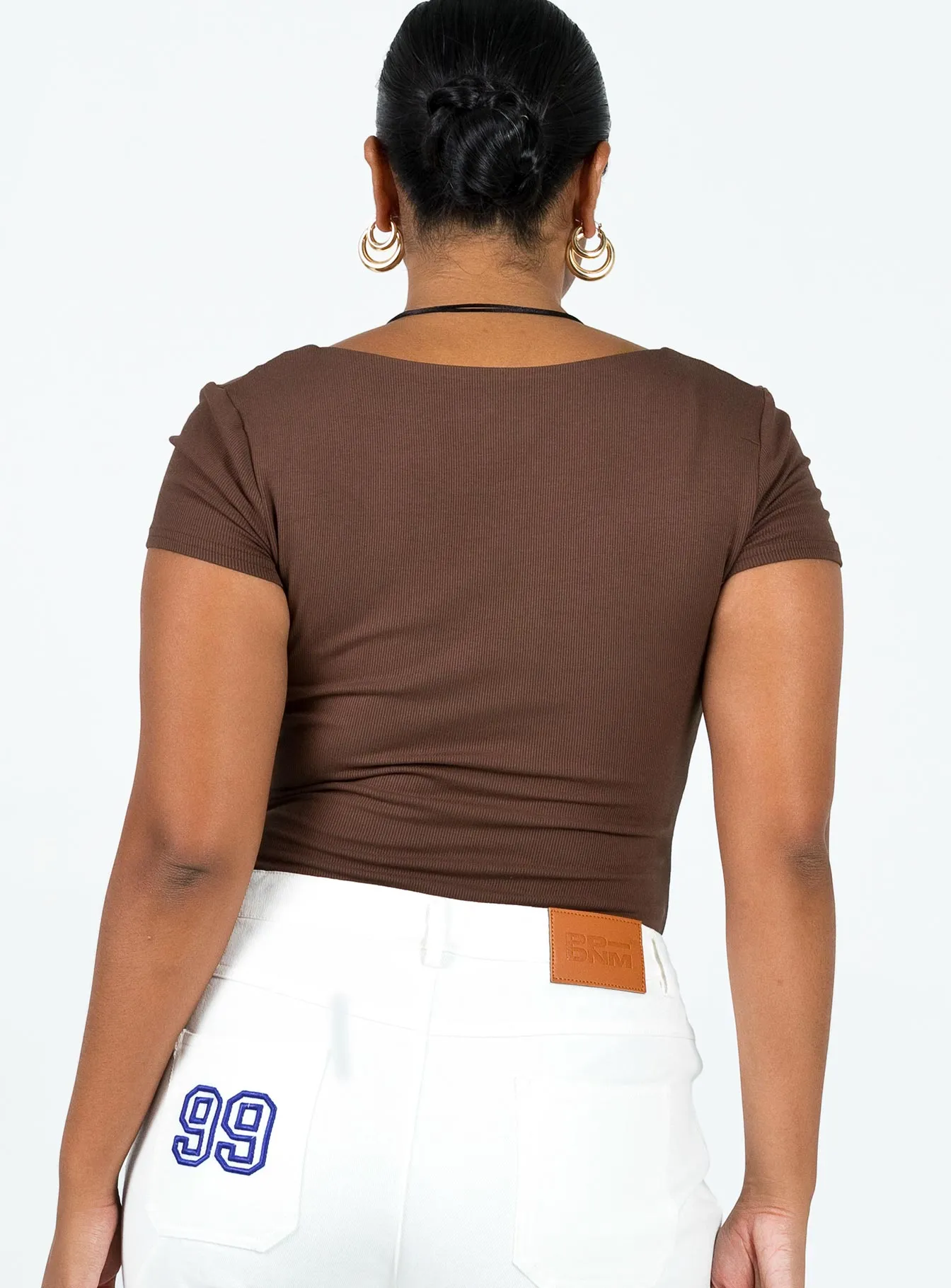 Nolan Short Sleeve Bodysuit Brown postpartum bodysuit festival bodysuit