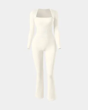 Ribbed Long Sleeve Bell Bottoms Flare Jumpsuits Sport Unisex Hot Premium