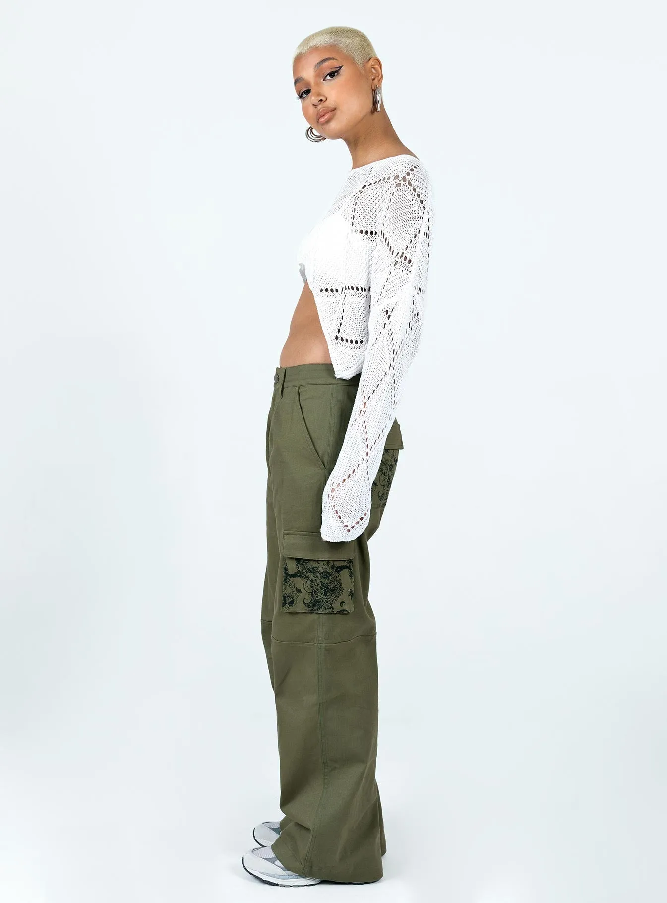 Quick Dry Fit Simple Comfort Wear Paisley Tattoo Cargo Pants Khaki