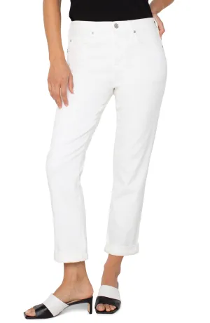 LIVERPOOL BOYFRIEND ROLLED CUFF WHITE JEAN Reinforced Hem Trendy Top