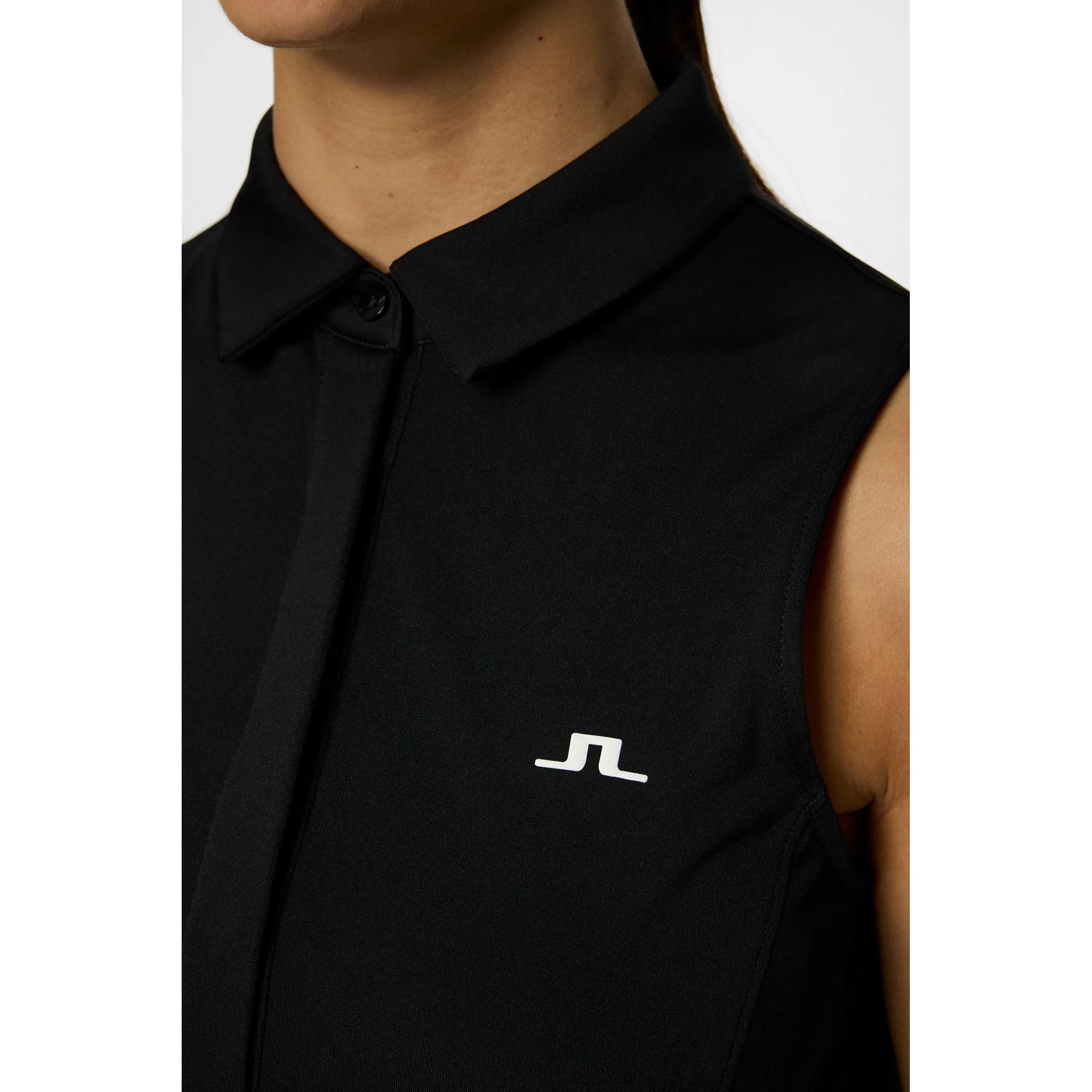 Star Fit ComfortStretch J.Lindeberg Women's Dena Sleeveless Golf Polo Shirt - Black
