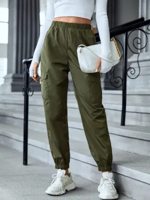 New Cargo Pants Fashion Casual Multi-pocket Elastic Waist Pencil Pants For Women Cyber Core