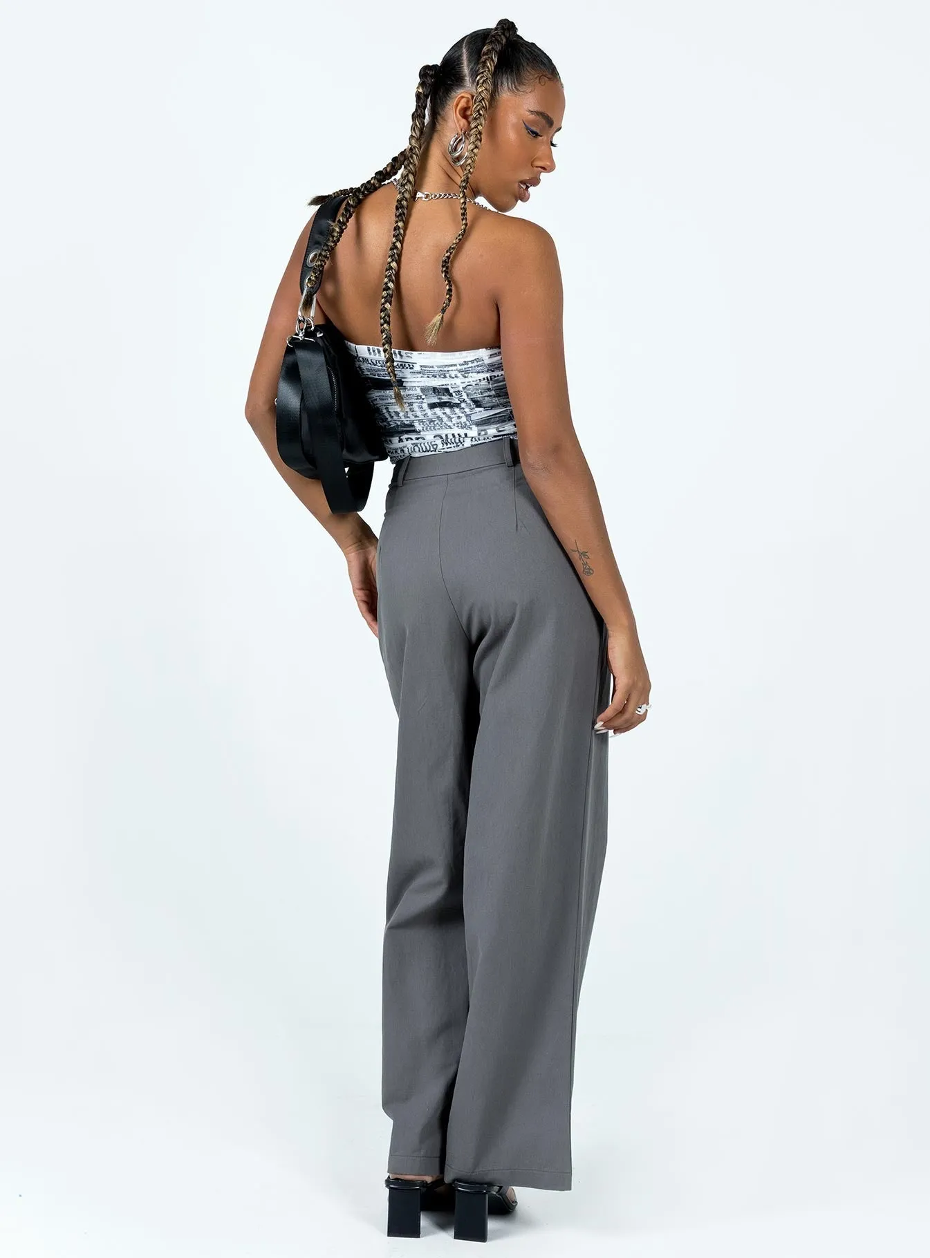 Mertyl Assymetric Pants Slate Relaxed Design Core Basic