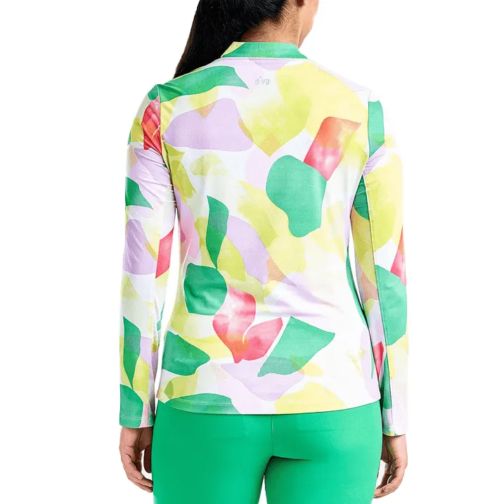 WaterRepellentFinish Easy Cool Nivo Women's Lolita UV Long Sleeve Mock Neck Golf Shirt - Classic Green