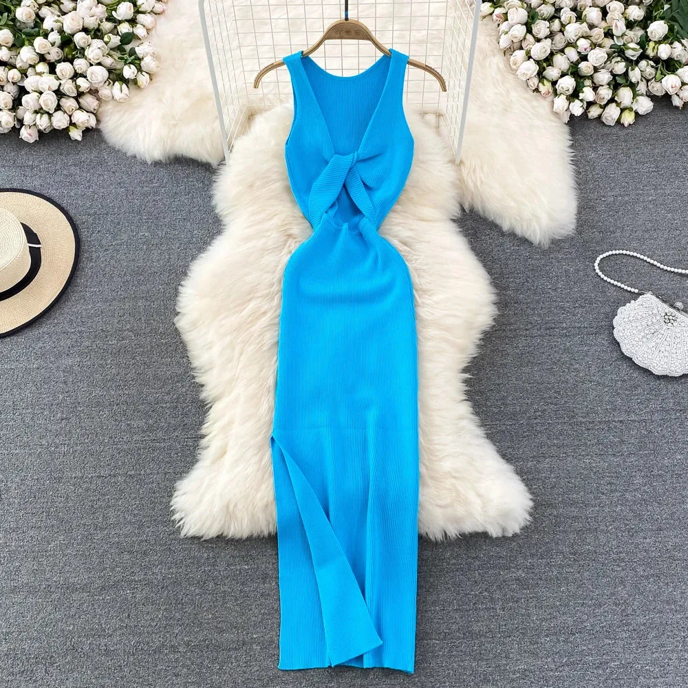 Minimal Fit Clean Cut Style Black Sexy Slit Spaghetti Strap Women Long Casual Maxi Dresses For Ladies