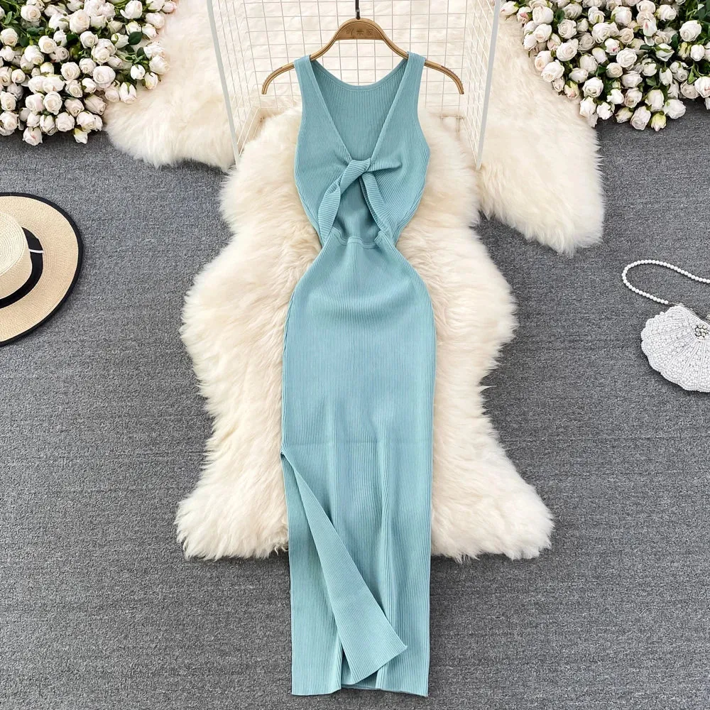 Sophisticated Waist Easy Drape Style Black Sexy Slit Spaghetti Strap Women Long Casual Maxi Dresses For Ladies