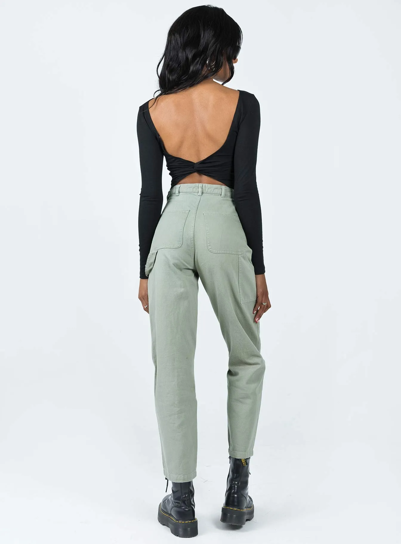 Dropouts Cargo Pants Green Tight Fit