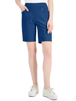 Athletic Look linen option Women's Plain Solid Bermuda Short,Blue