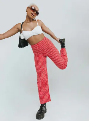 Outdoor Use Casual Movement Euros Pants Red Tartan