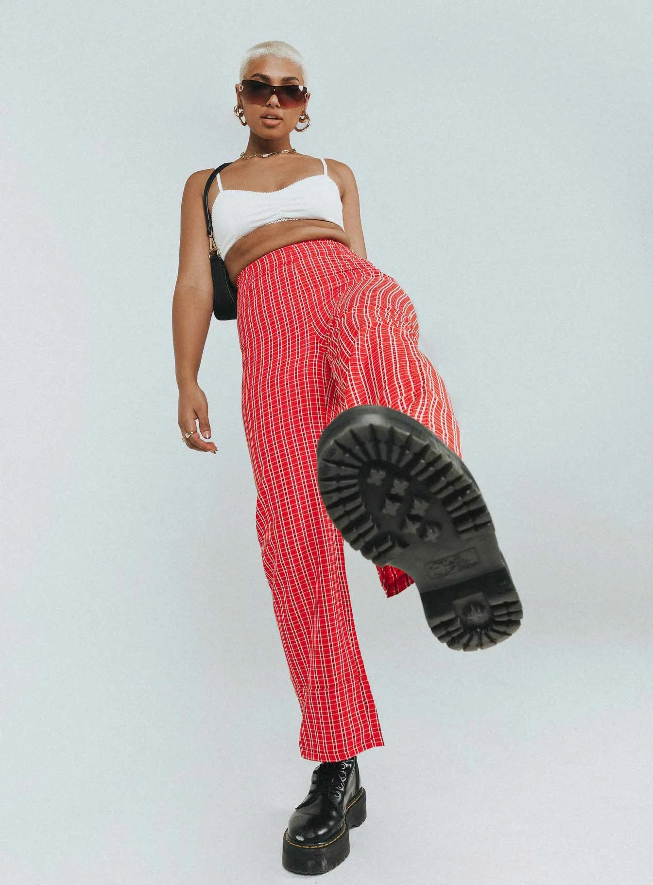 Euros Pants Red Tartan Performance Fit