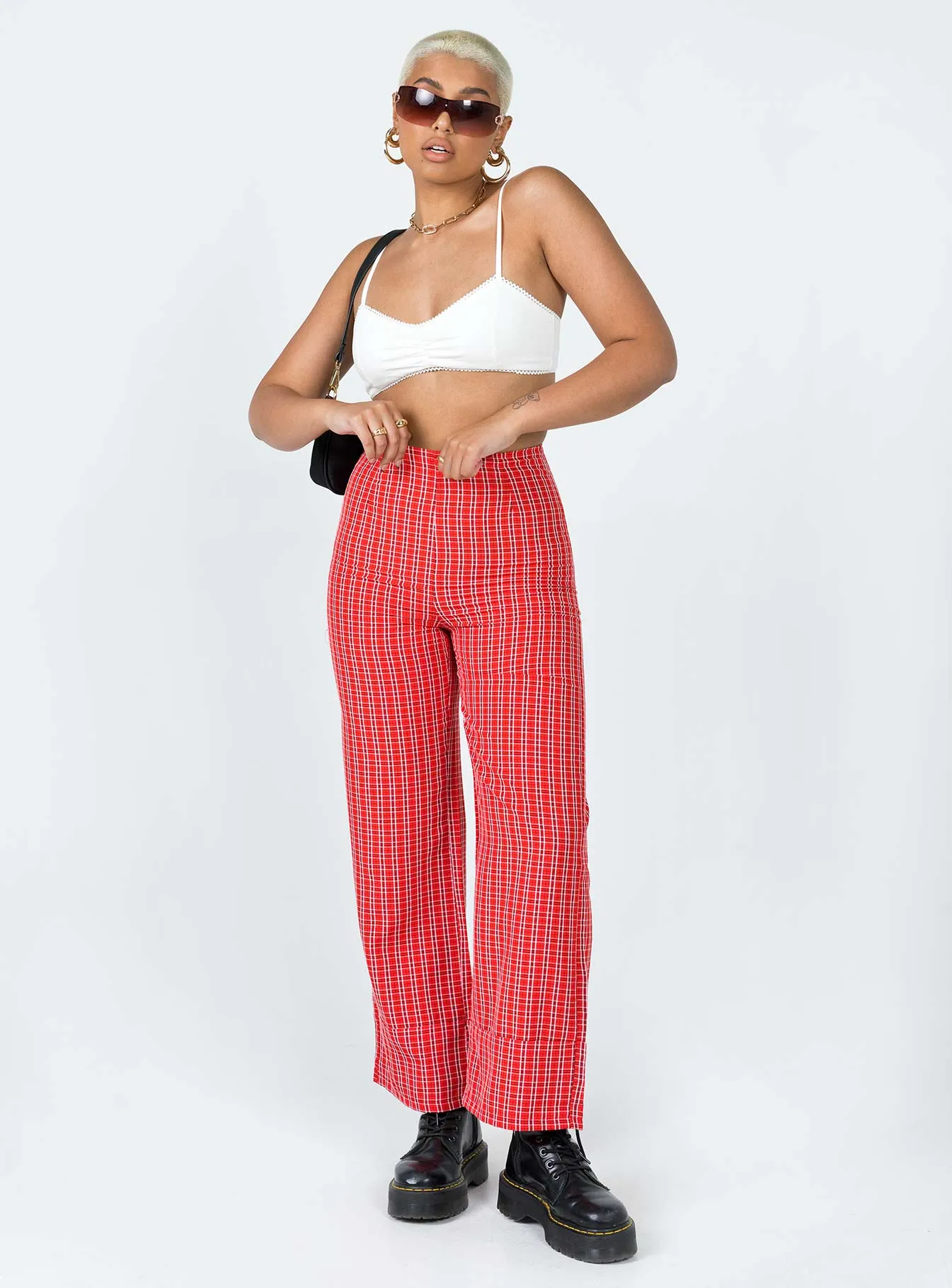 EcoFriendlyDye Durable Weave Euros Pants Red Tartan