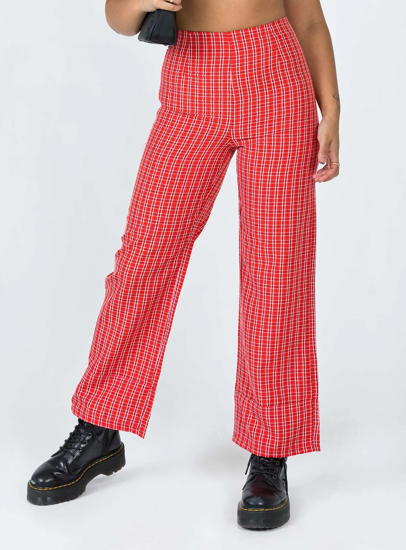 Euros Pants Red Tartan Adaptive Fit Smart Design