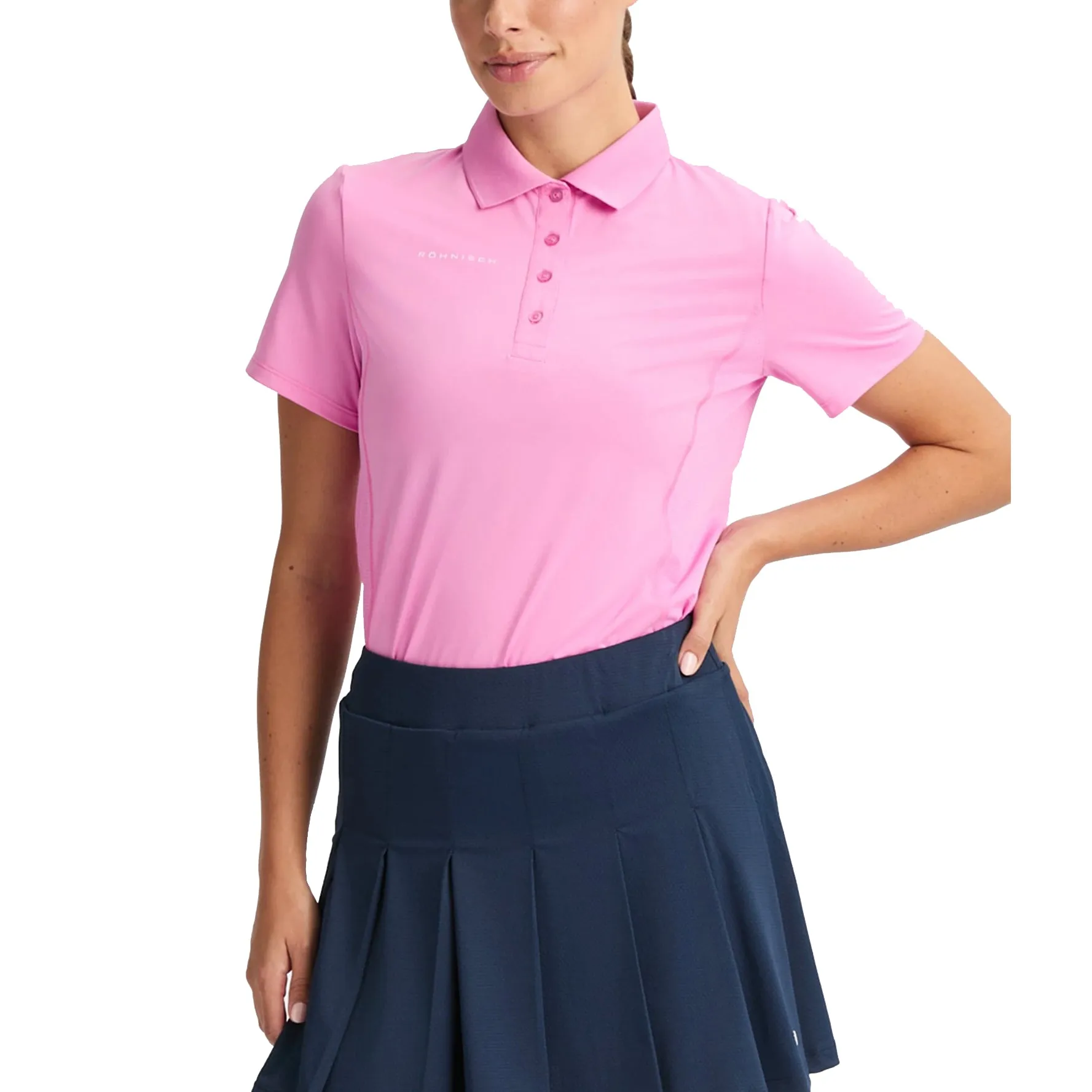 NonSlipTrims Cotton Glow Rohnisch Women's Nicky Golf Polo Shirt - Fuchsia Pink