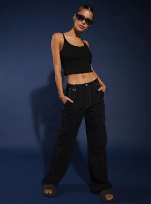 Simple Silhouette Everyday Comfort JGR & STN  Christina Cargo Pant Black