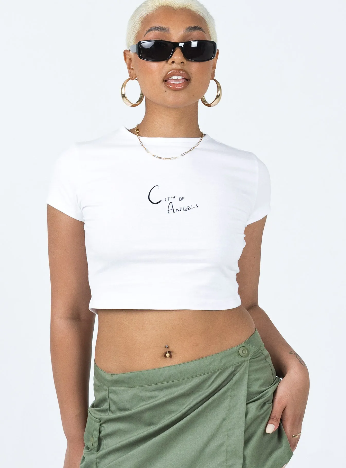 City Of Angels Tee White Non Iron Fabric Active Trend