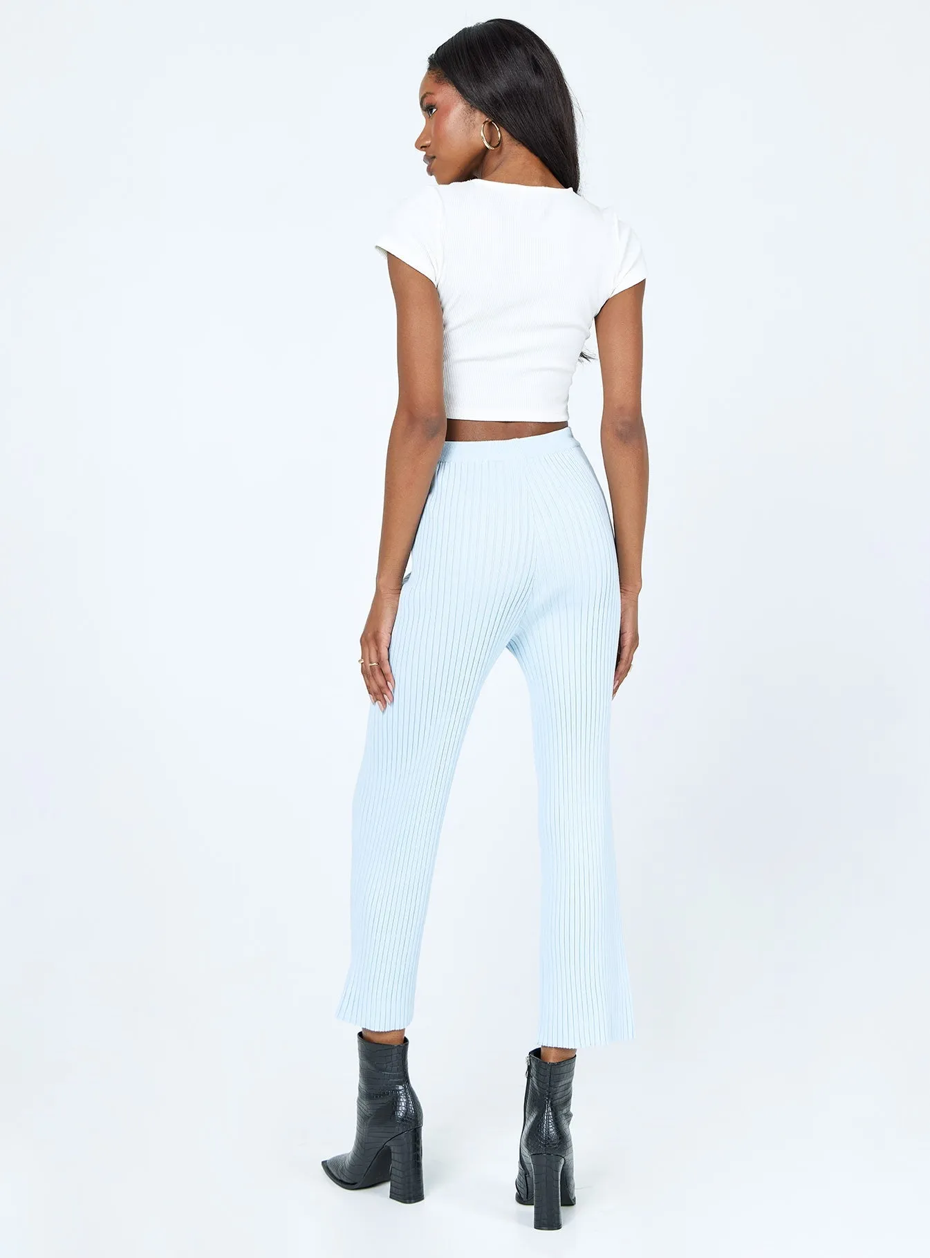 stain resistant coating Ginny Ribbed Knit Pants Blue