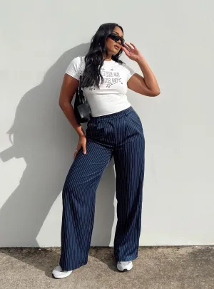 Quick Release Buckle Loose Design Archer Pants Pinstripe Navy
