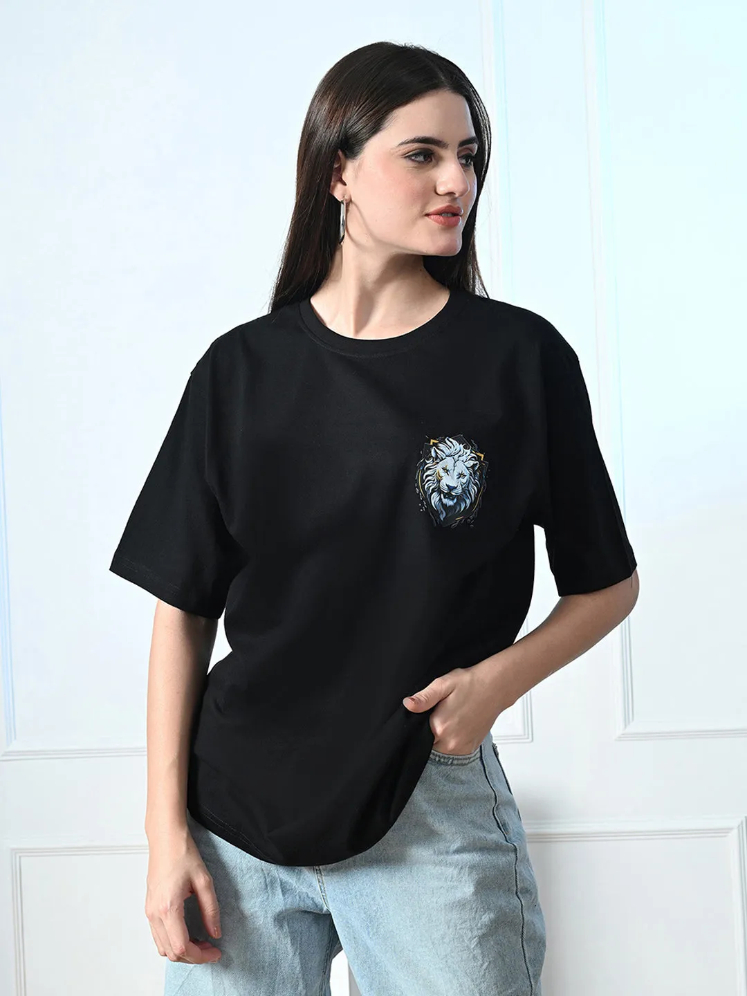 Classic 100% Cotton Lioness T-shirt - Black Airflow Ventilation Design
