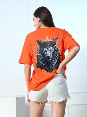 Classic 100% Cotton Lioness T-shirt ?C Orange Wicking Interlock Knit Casual Wearable