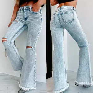 Adaptable Outfit Urban Chic Women's Fashion Wash High Waist Ripped Jeans