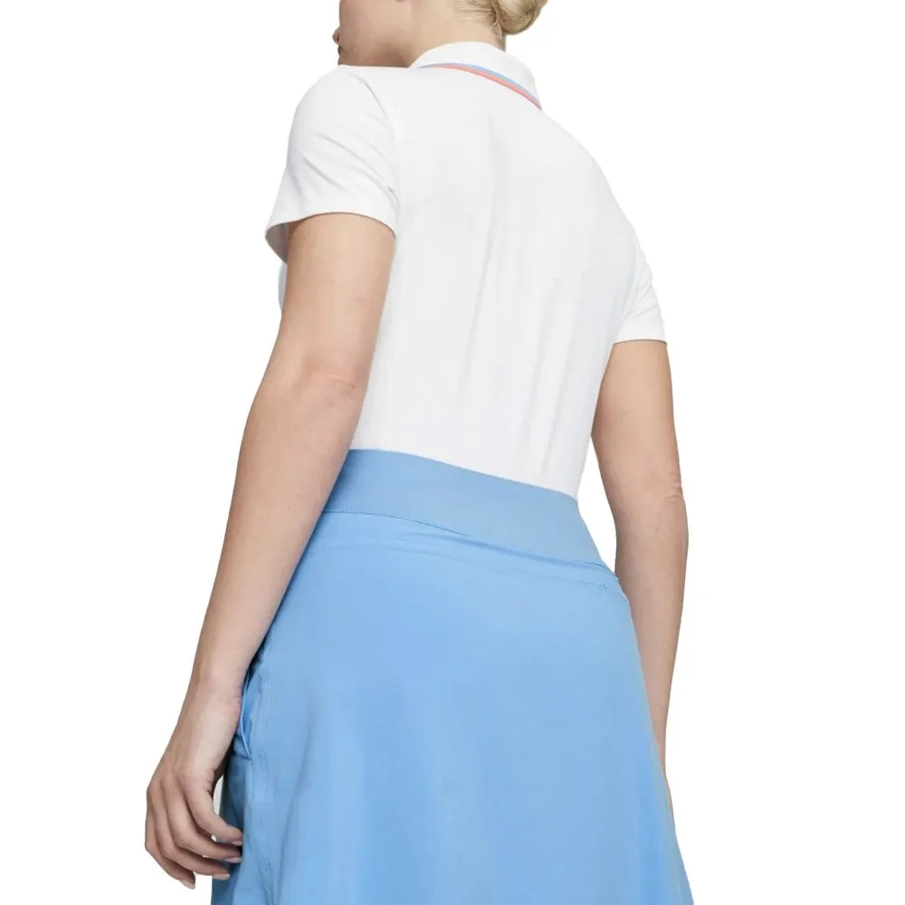 Puma Women's Cloudspun Tipped Golf Polo Shirt - White Glow/ Regal Blue Craft Soul