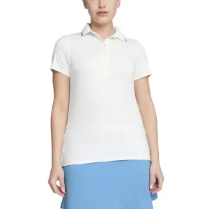 Puma Women's Cloudspun Tipped Golf Polo Shirt - White Glow/ Regal Blue Event Vibe StainRepellentSurface