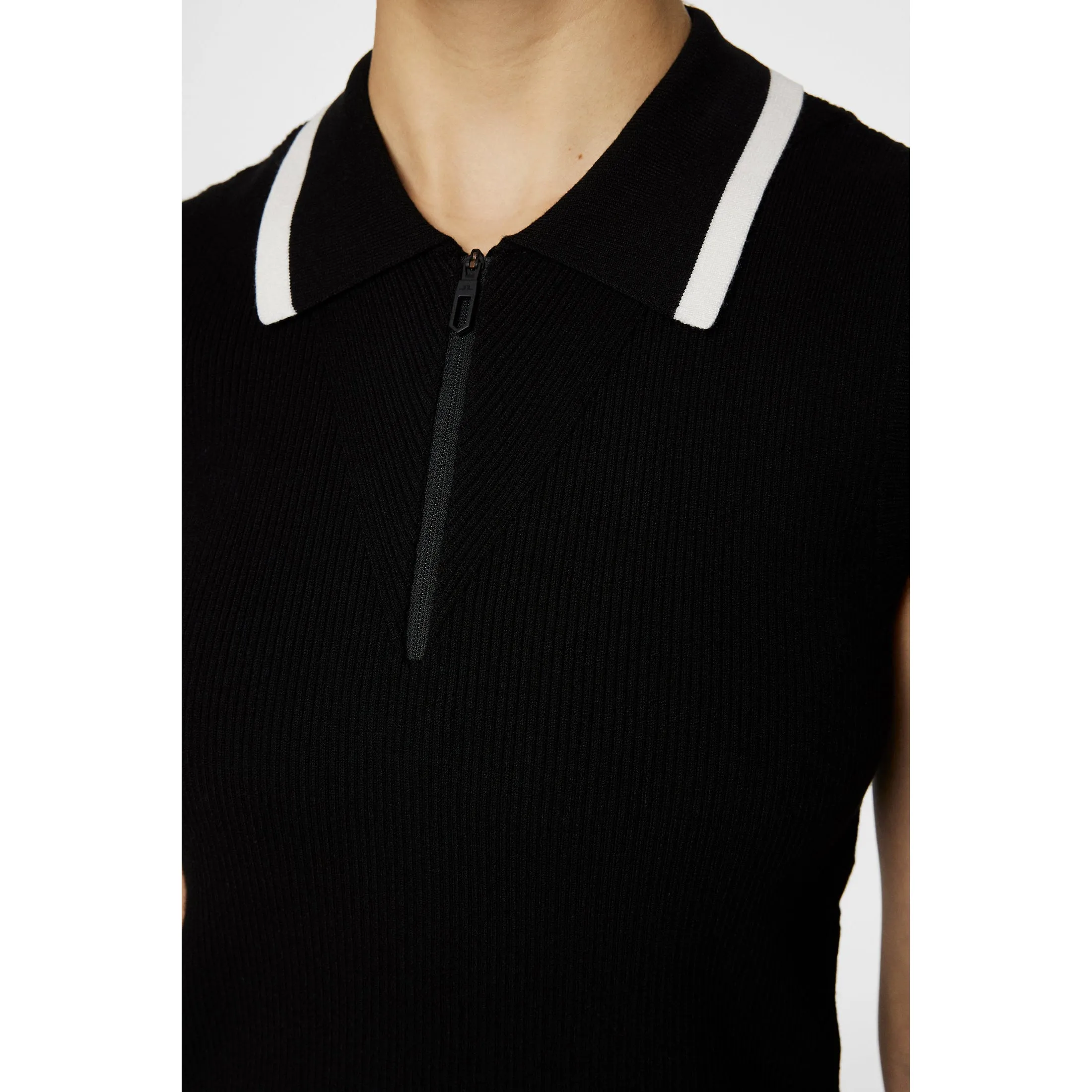 J.Lindeberg Women's Ramona Sleeveless Knitted Golf Polo Shirt - Black Dad Core