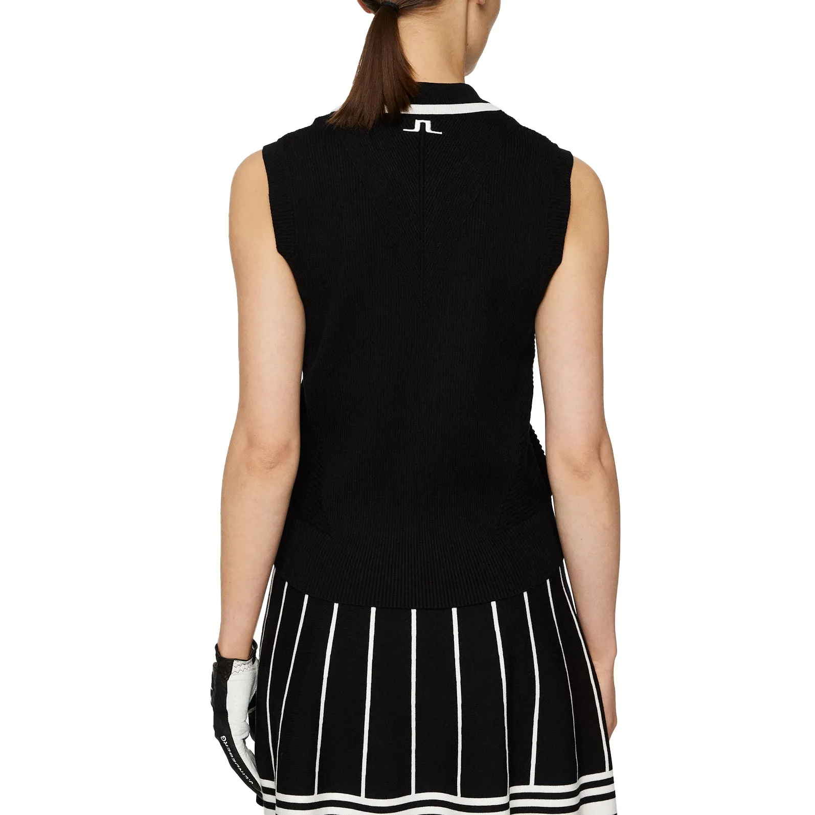 Linen Soul J.Lindeberg Women's Ramona Sleeveless Knitted Golf Polo Shirt - Black