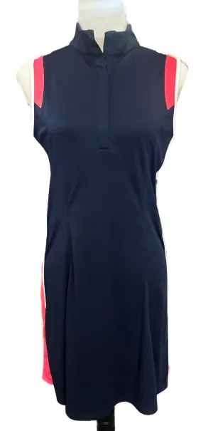 Callaway Navy Women's Sleeveless Golf Dress w/ Pink & White Accents Size M MSP$110 Casual-Look Stay Cool