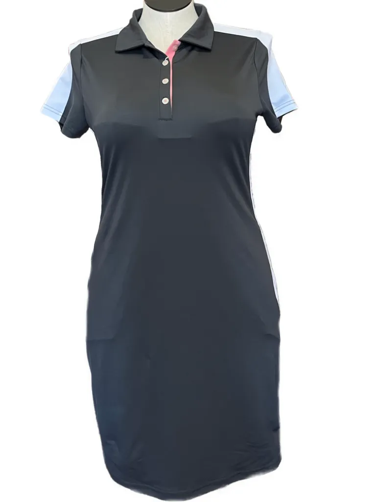 Bold Statement New Footjoy Charcoal & White Polo Golf Dress Size M MSP$125