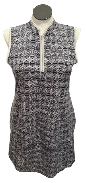 Statement-Buttons New Sigrud Olsen Black & Gray Print Golf Dress Size XL MSP$