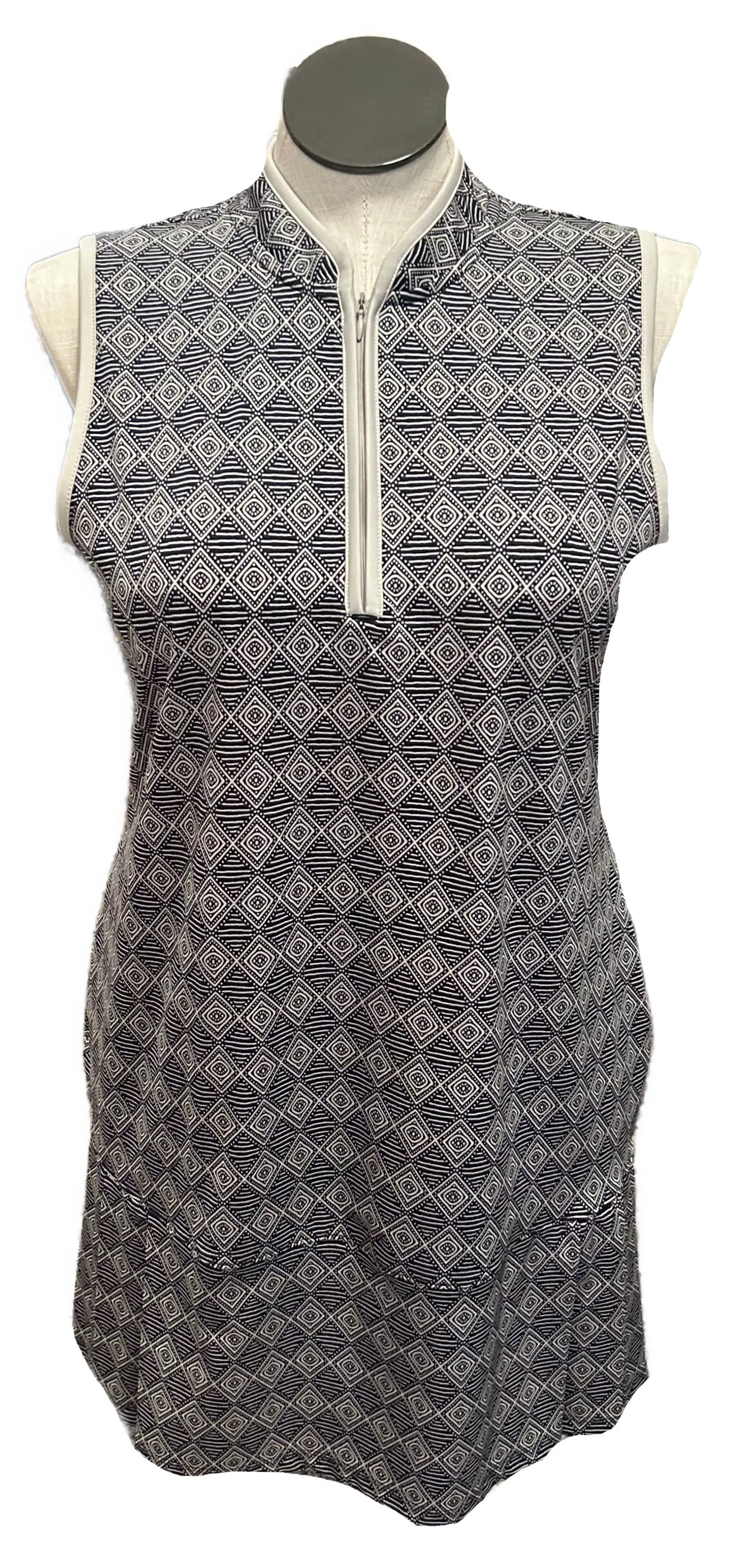 Statement-Buttons New Sigrud Olsen Black & Gray Print Golf Dress Size XL MSP$
