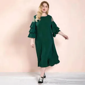 foldable Stylish Waistband Fit Spring And Summer Spot Women's Dress Plus Size Middle East Hot-selling Skirt dress for Mom Midi  Dress