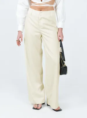 Stretchable Fabric Lightweight Alaina Pants Cream