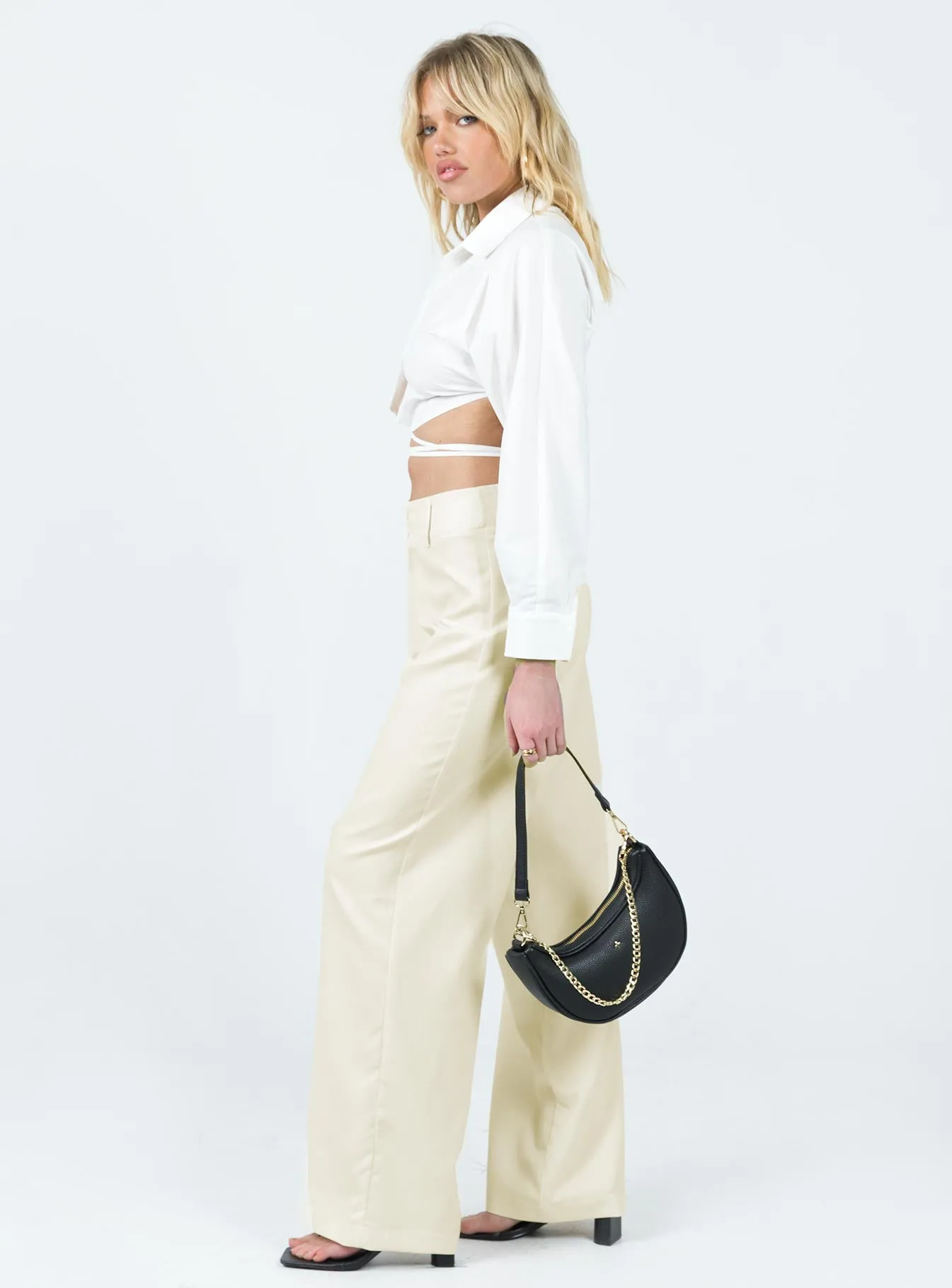 Alaina Pants Cream Twill Weave Texture