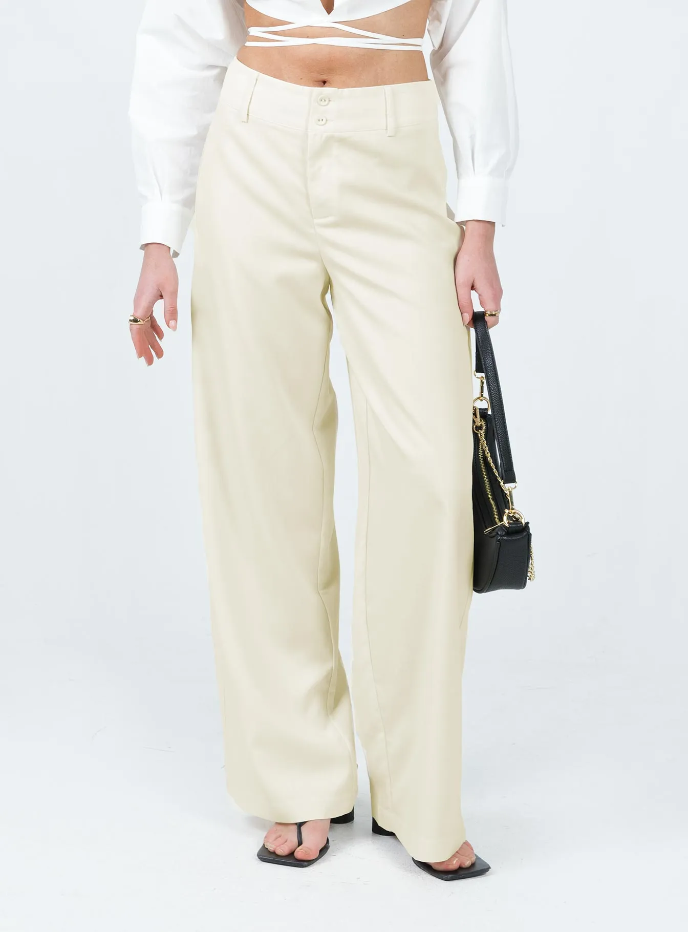 Stretchable Fabric Lightweight Alaina Pants Cream