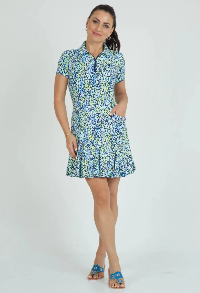 Daywear Comfort New Ibkul Naomi Print Short Sleeve Godet Dress MSP $128