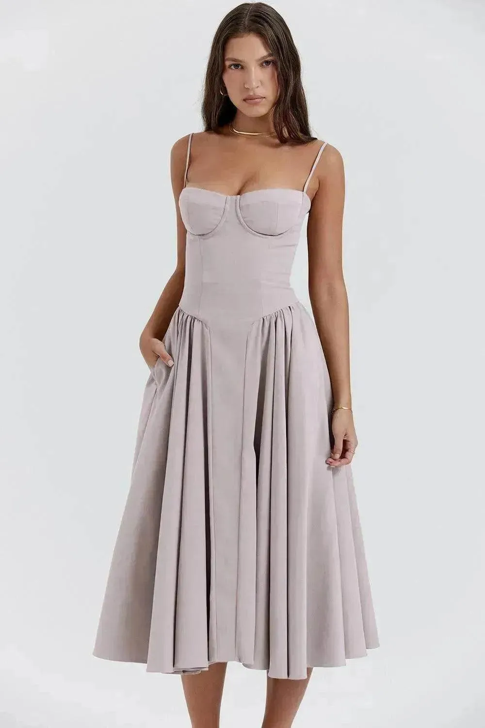 Slender Look Suspender Dress Summer Elegant Low-cut Slim Backless Sling Dress For Women Clothing Party Evening