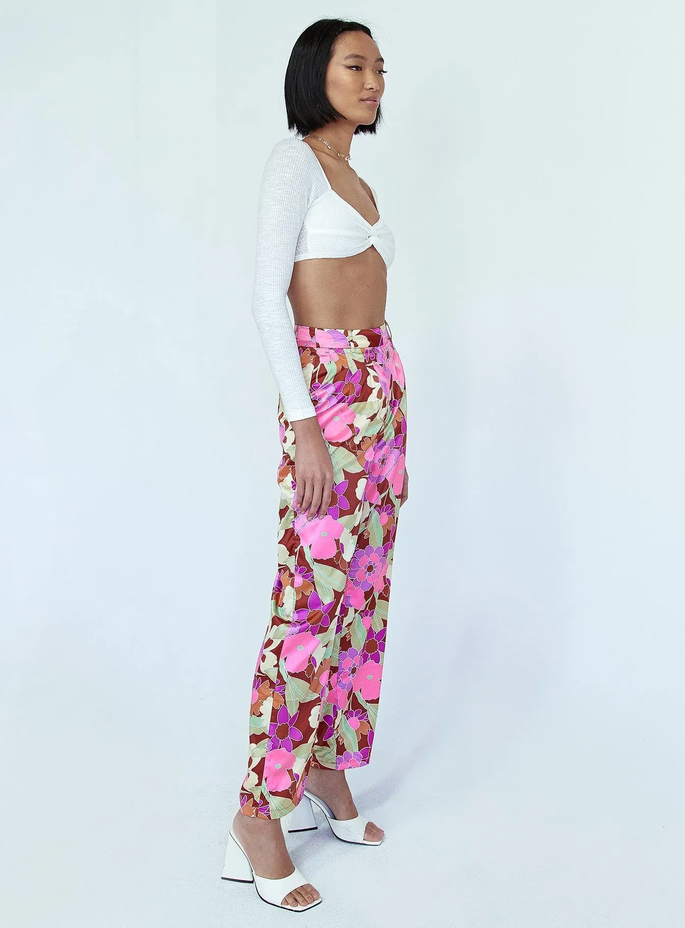 Windproof coating Floral Field Pants Pink