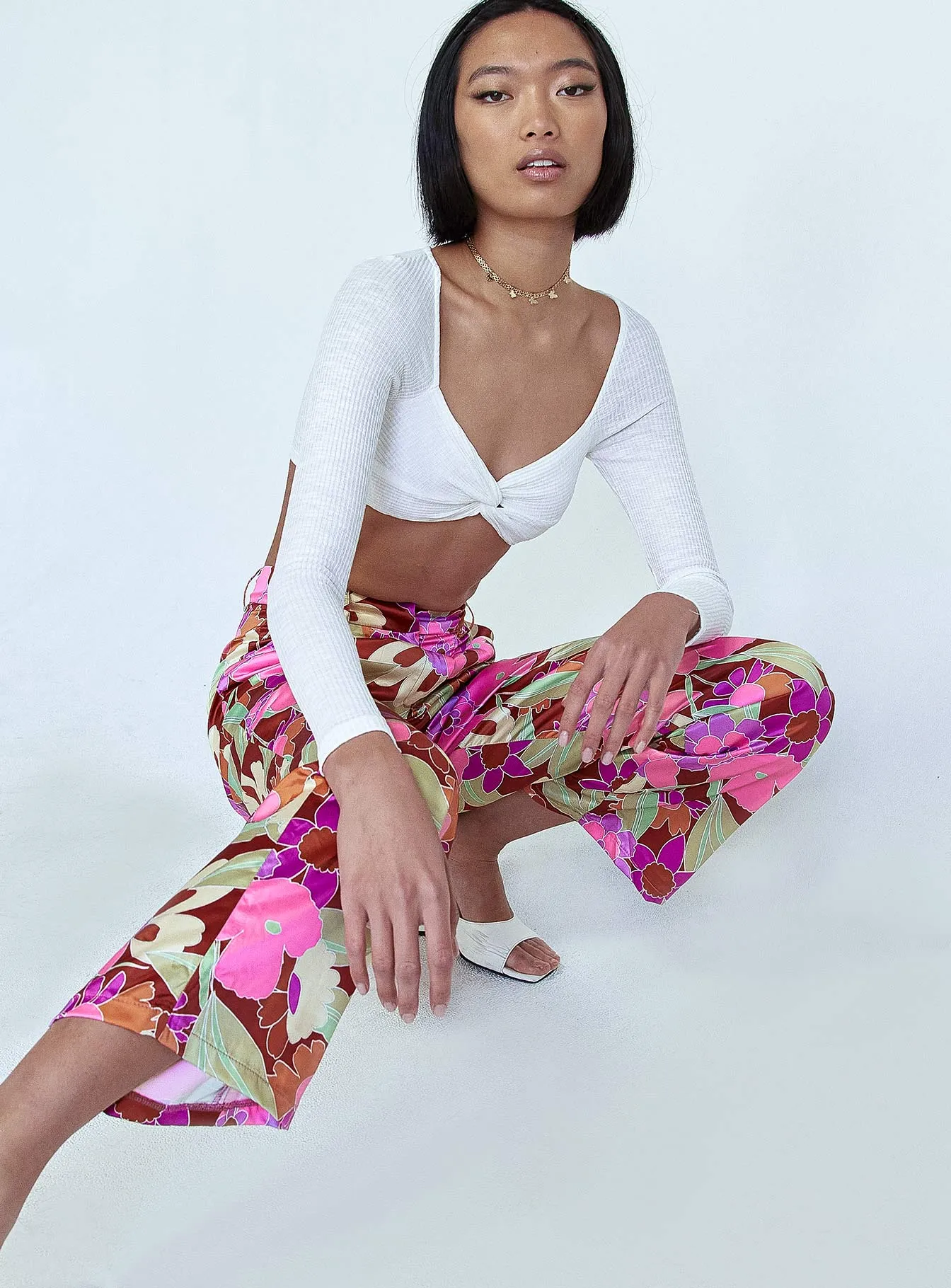 Comfy Waistband All-day Comfort Floral Field Pants Pink