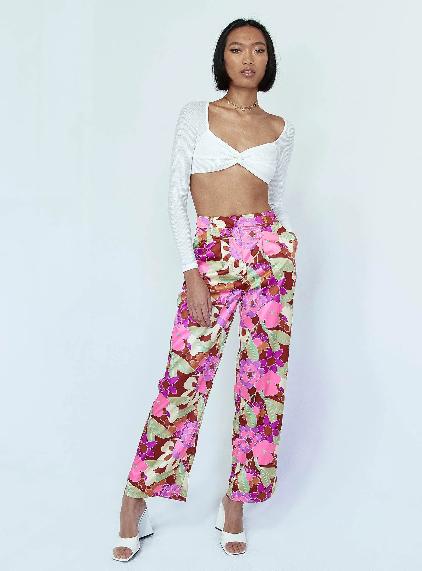 Chafe-Free Fit Floral Field Pants Pink