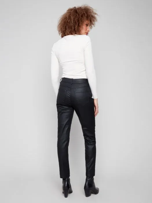 CHARLIE B SLIM LEG WAX TWILL PANTS - BLACK Nordic Light
