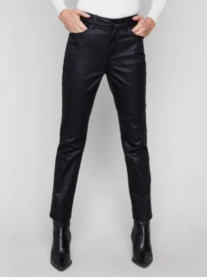 CHARLIE B SLIM LEG WAX TWILL PANTS - BLACK HighVisibility OdorControl Treatment
