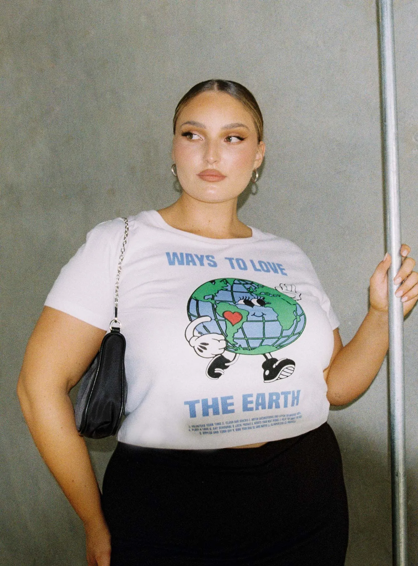 Oversized Fit Organic Love The Earth Charity Baby Tee White Curve